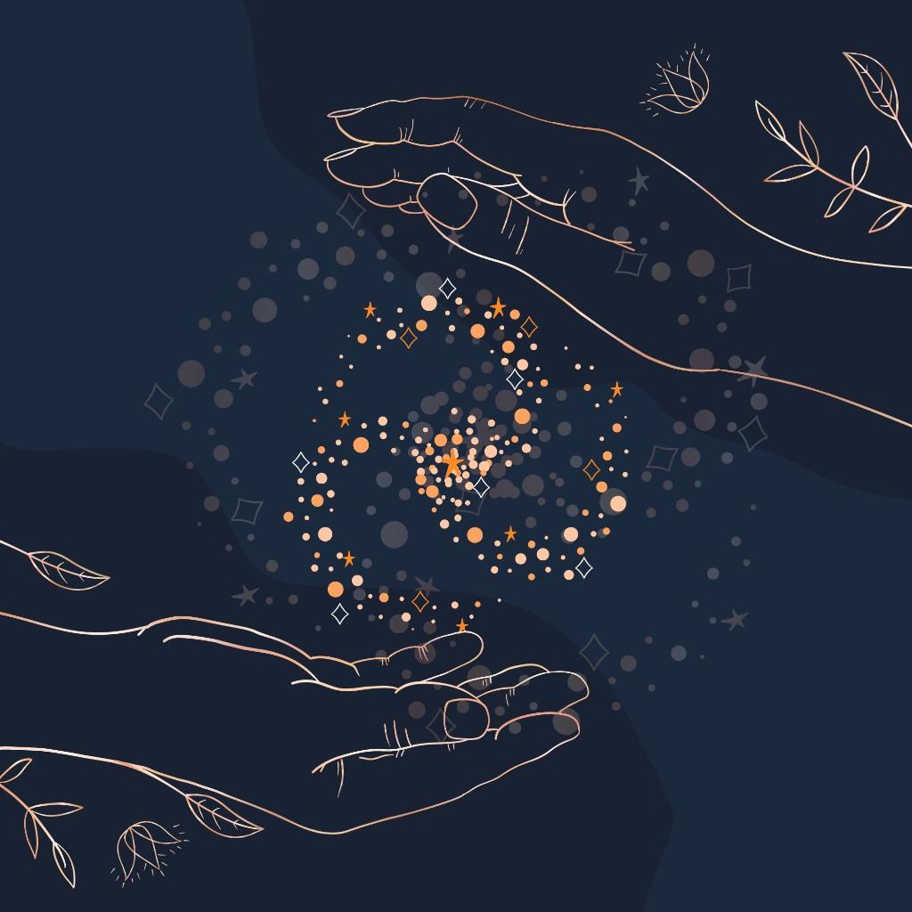 Mains canalysant l'énergie dorée — illustration